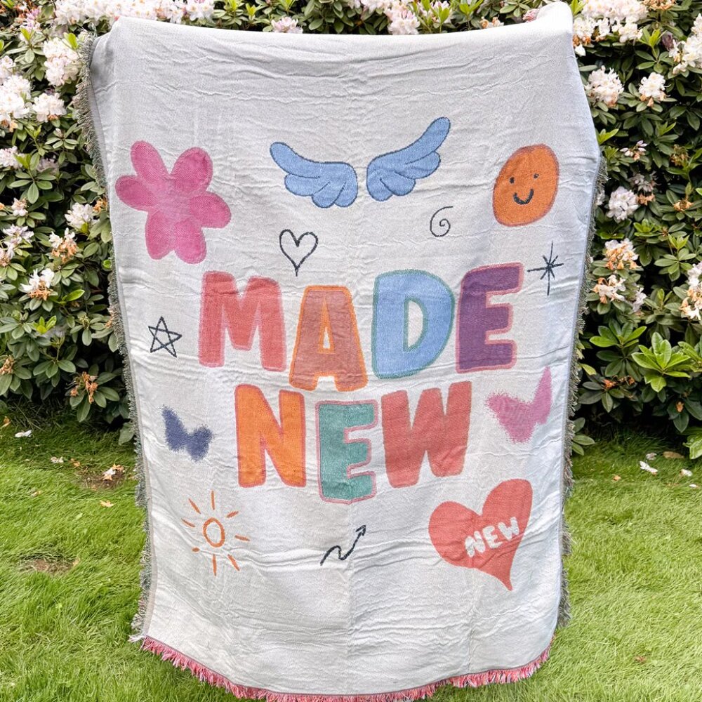 Elevated Faith MADE NEW THROW BLANKET 50 x 70 Jacquard Woven Tassel